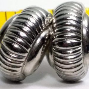 Vtg Silver Tone Screw Back Earrings Signed Coro
